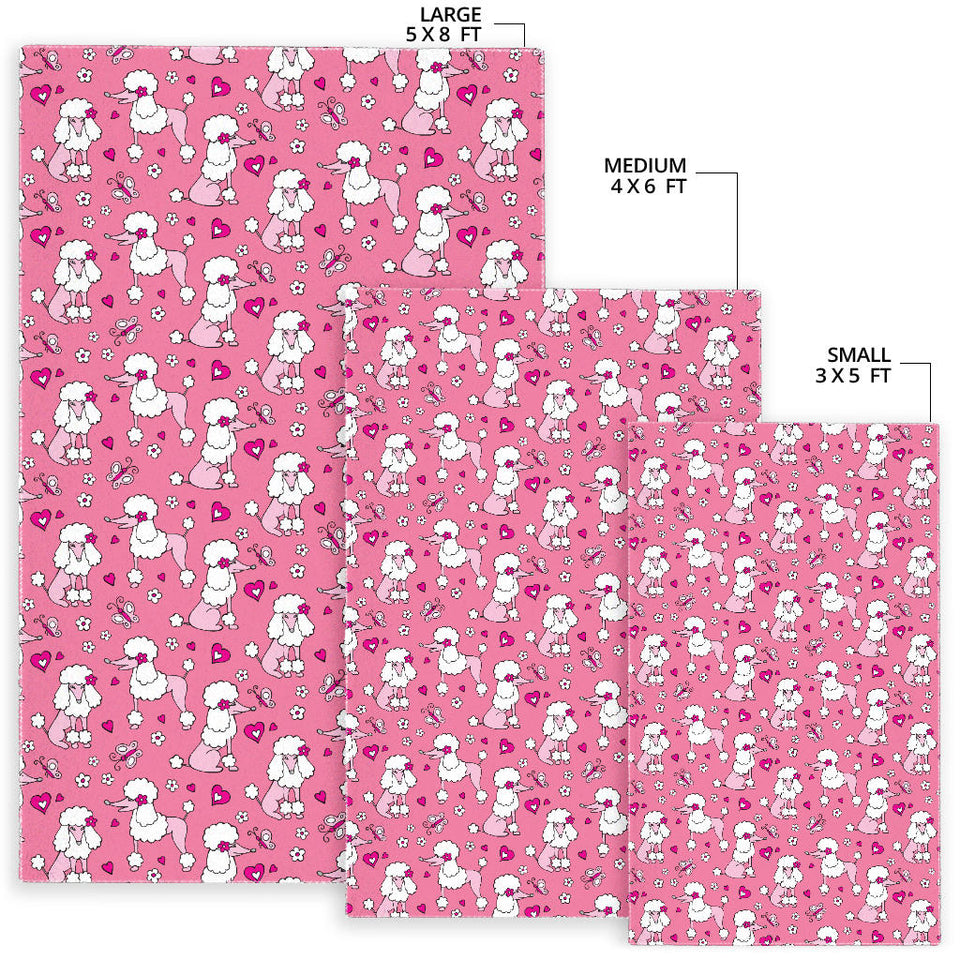 Poodle Pink Heart Pattern Area Rug