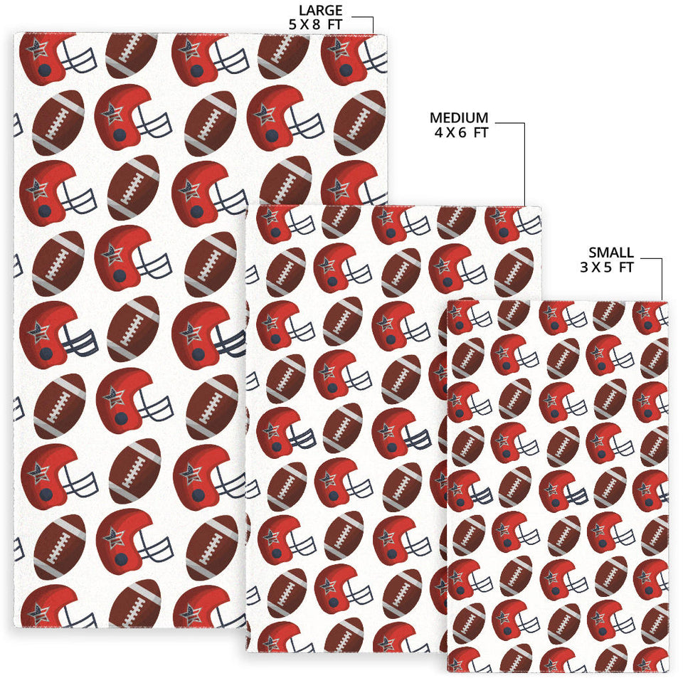 American Football Ball Red Helmet Pattern Area Rug