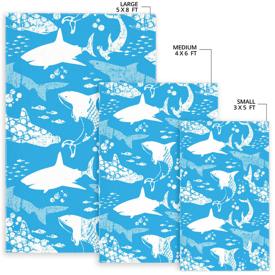 Shark Pattern Blue Theme Area Rug