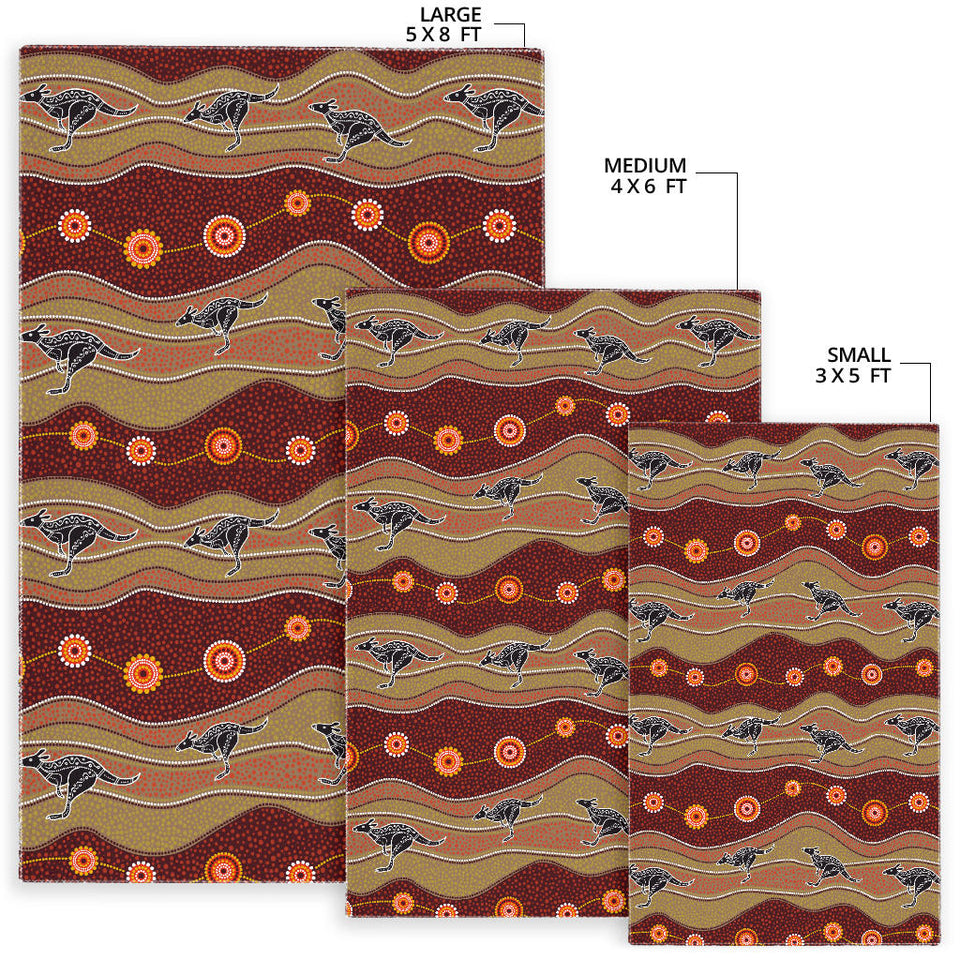 Kangaroo Aboriginal Pattern Area Rug