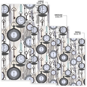 Vintage Clock Pattern Area Rug