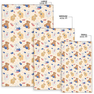 Teddy Bear Pattern Print Design 01 Area Rug