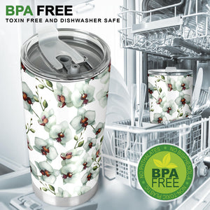 White Orchid Pattern Tumbler