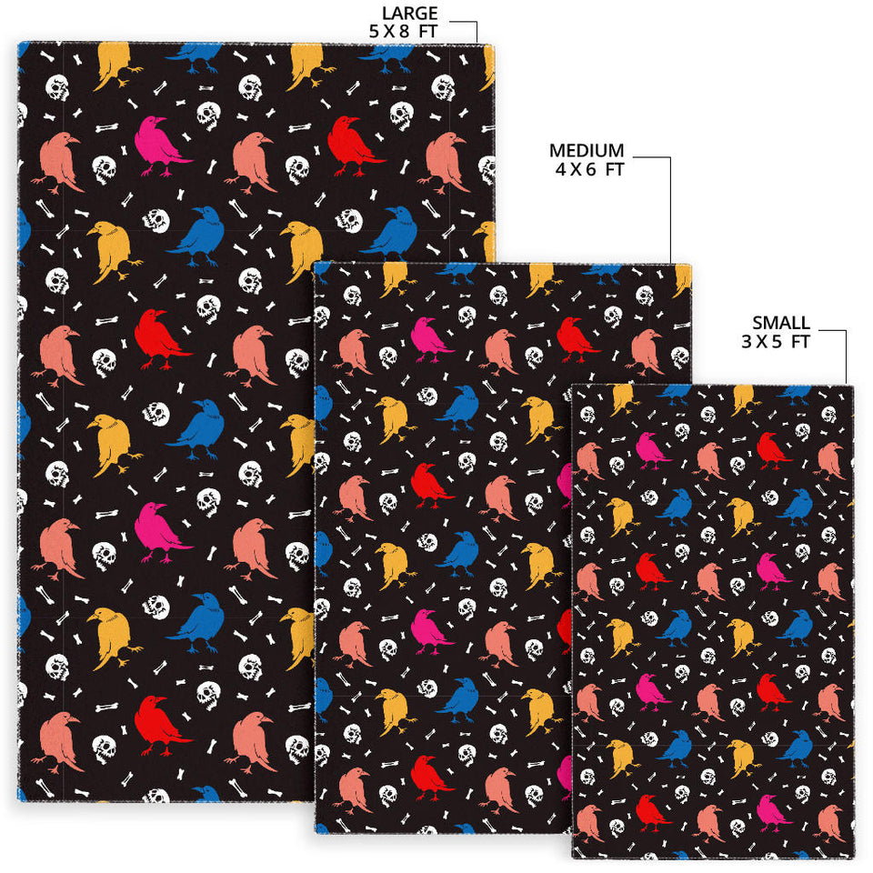 Colorful Crow Pattern Area Rug