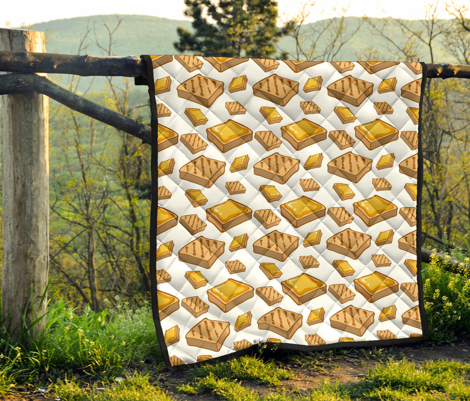 Bread Toast Pattern Print Design 03 Premium Quilt