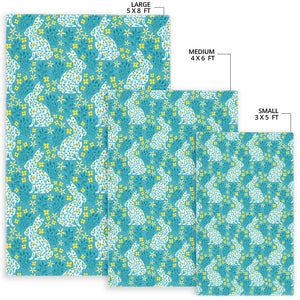 Rabbit Flower Theme Pattern Area Rug