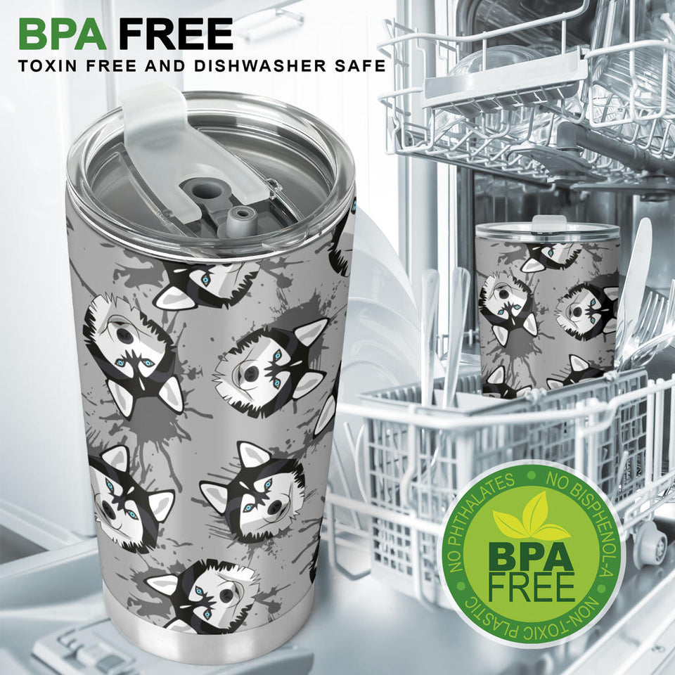 Siberian Husky Pattern Theme Tumbler