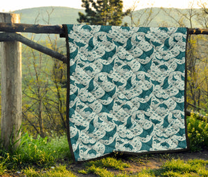 Stingray Pattern Print Design 01 Premium Quilt