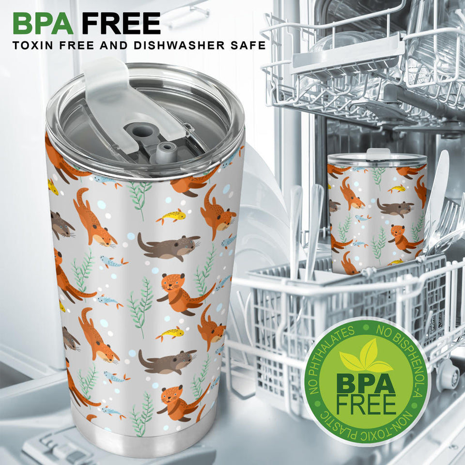 Swimming Fish Otter Pattern Tumbler