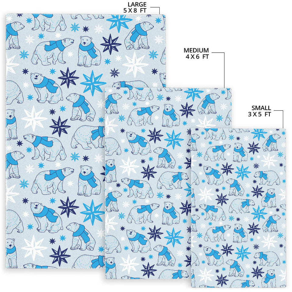 Polar Bear Pattern Blue Background Area Rug