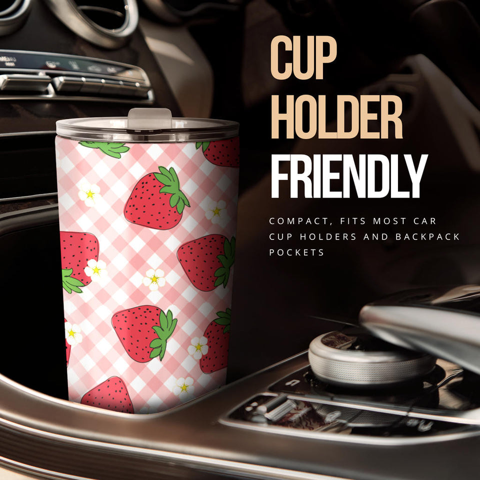 Strawberry Pattern Stripe Background Tumbler