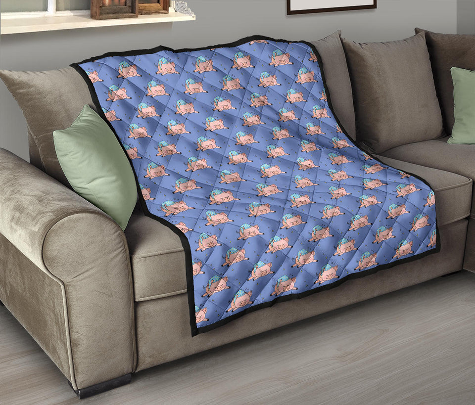 Pig Pattern Print Design 03 Premium Quilt