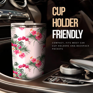 Red Pink Orchid Hibiscus Pattern Tumbler