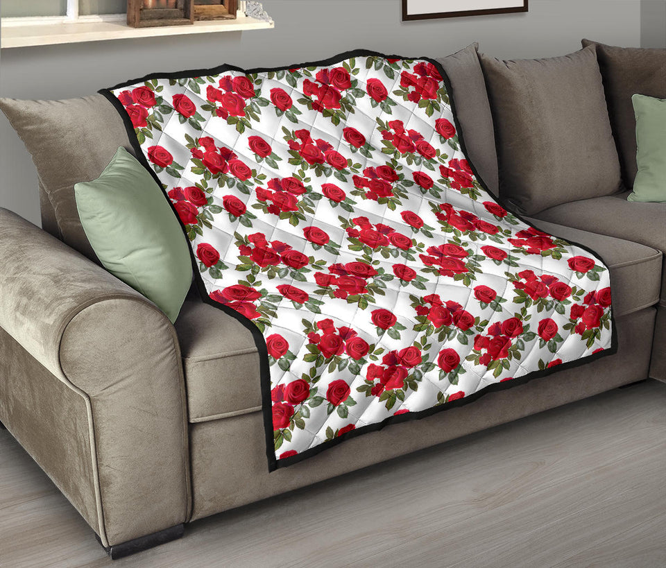 Rose Pattern Print Design 05 Premium Quilt