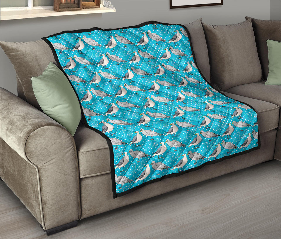 Seagull Pattern Print Design 02 Premium Quilt