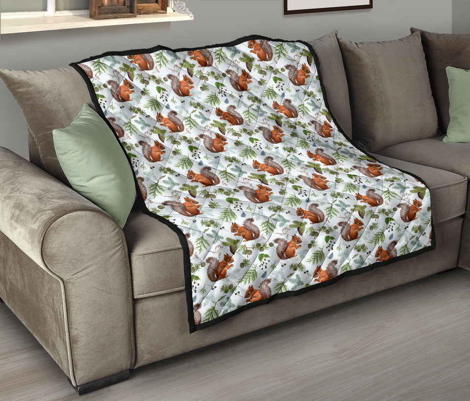 Squirrel Pattern Print Design 02 Premium Quilt