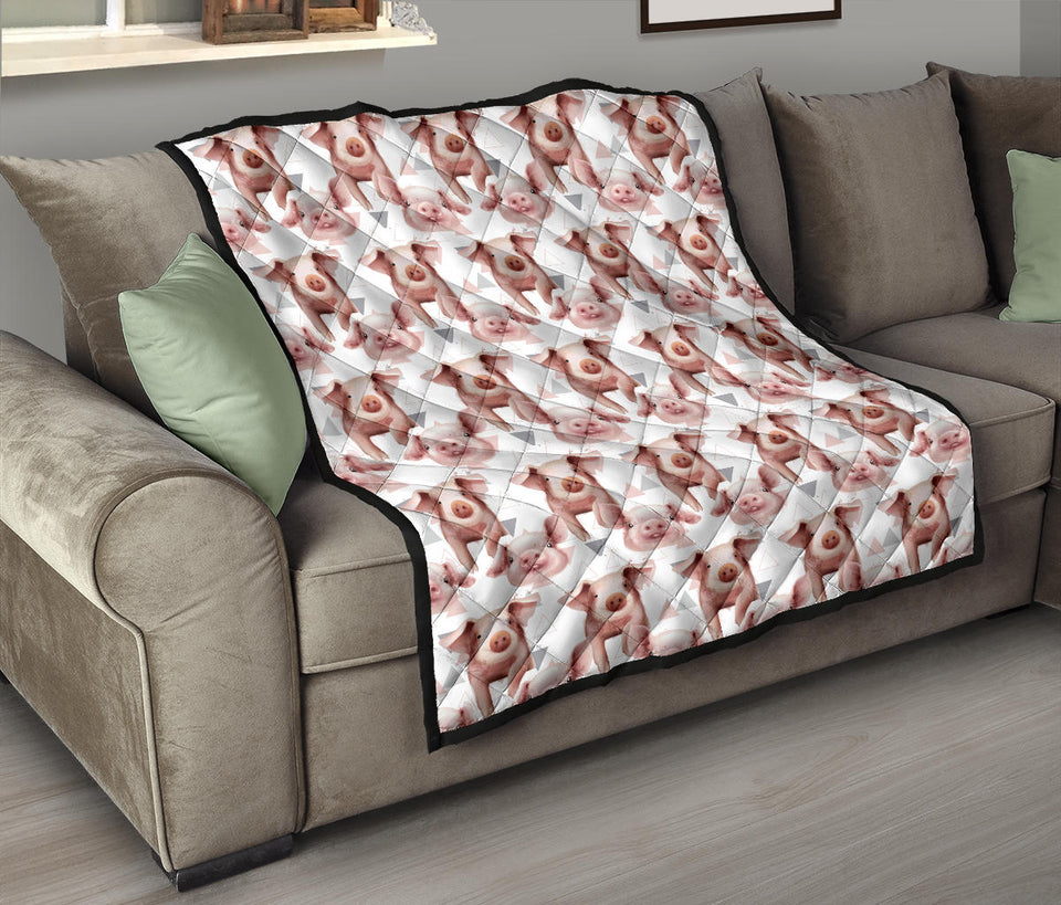 Pig Pattern Print Design 04 Premium Quilt