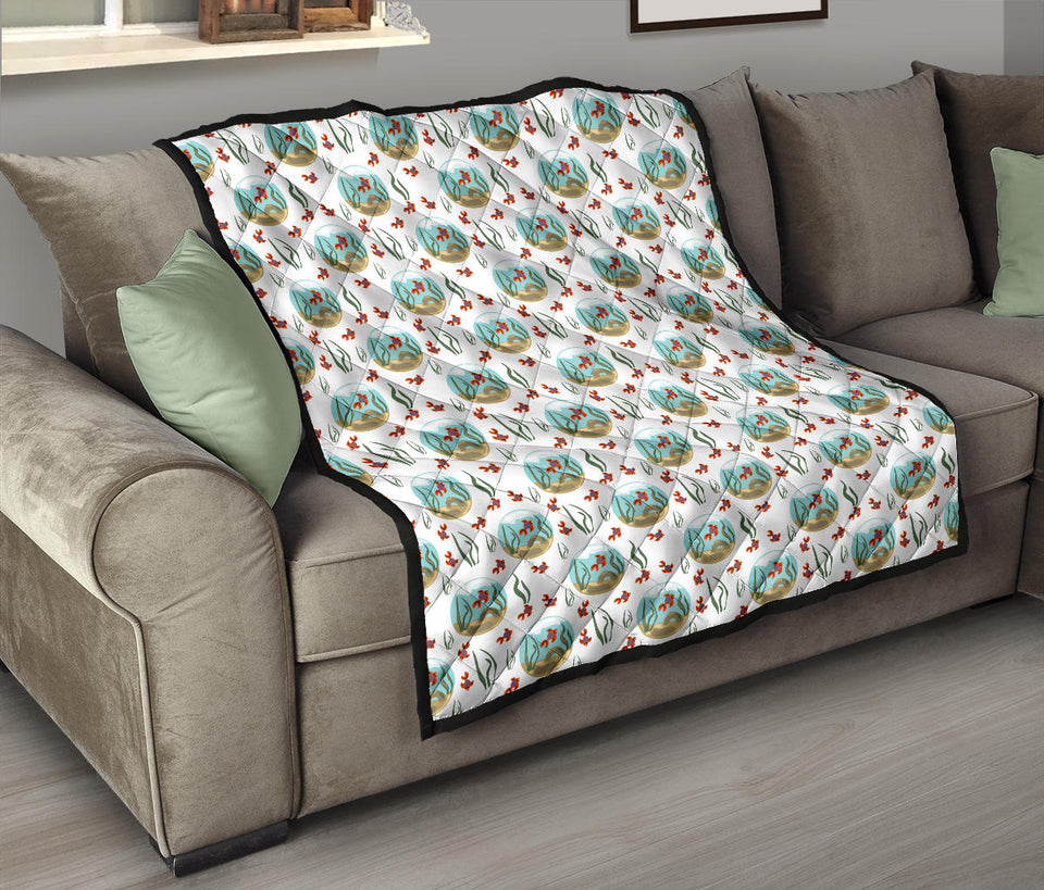 Goldfish Pattern Print Design 01 Premium Quilt
