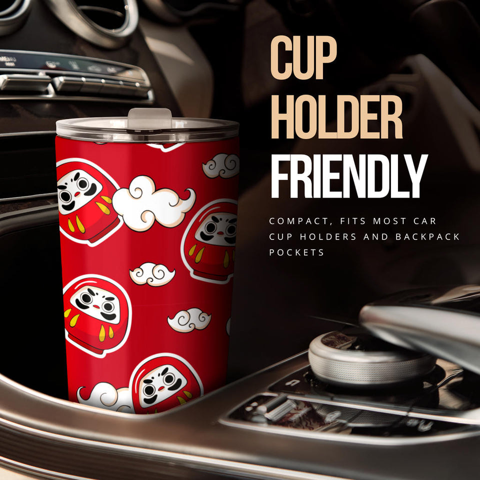 Red Daruma Cloud Pattern Tumbler
