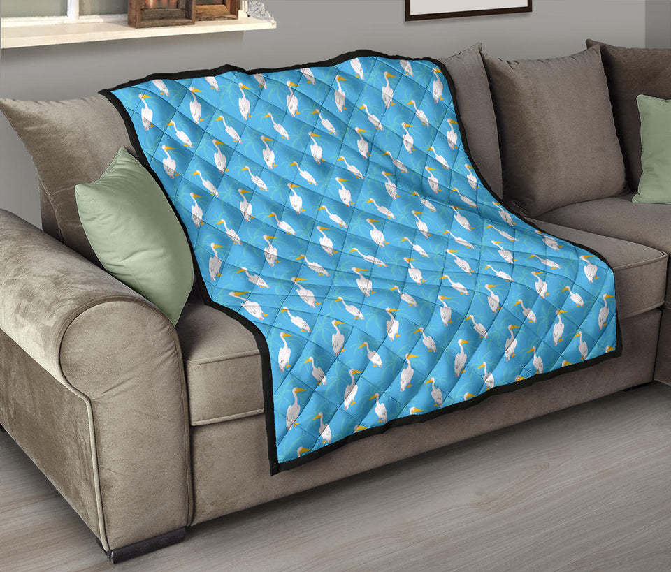 Pelican Pattern Print Design 02 Premium Quilt