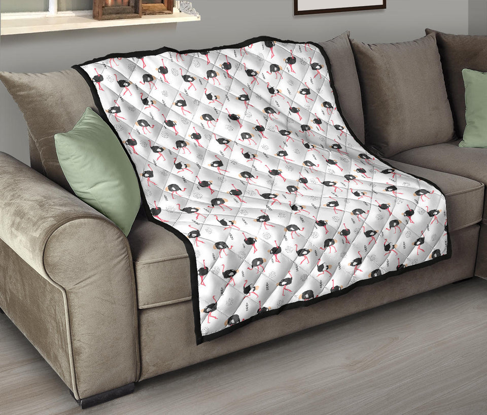 Ostrich Pattern Print Design 02 Premium Quilt