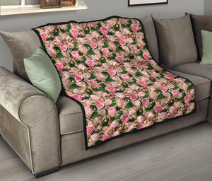 Rose Pattern Print Design 04 Premium Quilt