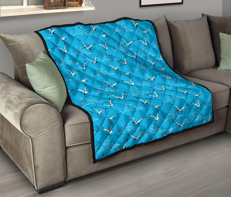 Seagull Pattern Print Design 05 Premium Quilt