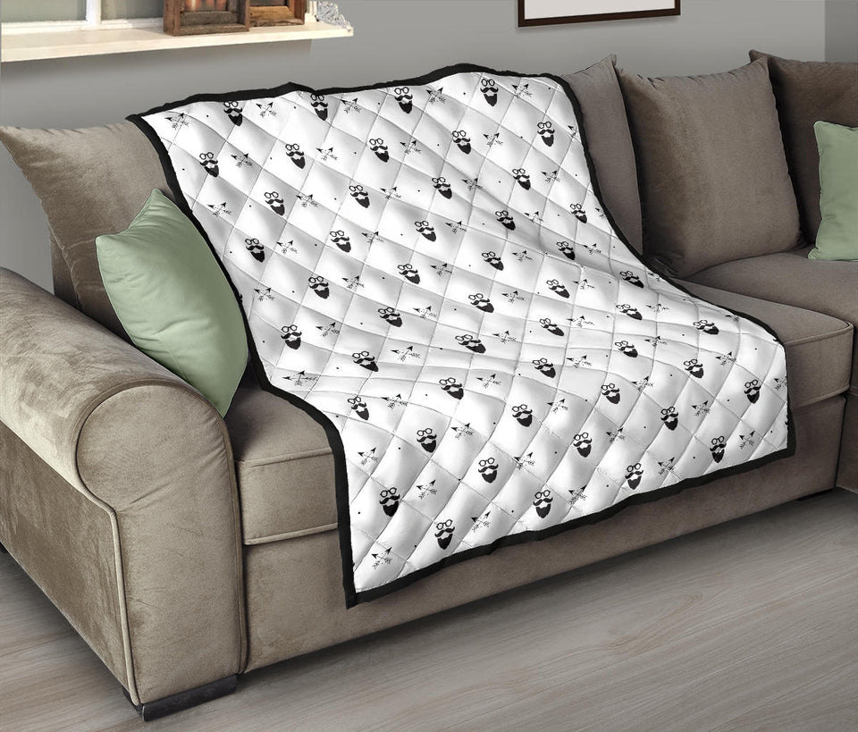 Mustache Beard Pattern Print Design 01 Premium Quilt