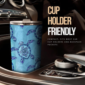 Sea Turtle Blue Tribal Pattern Tumbler