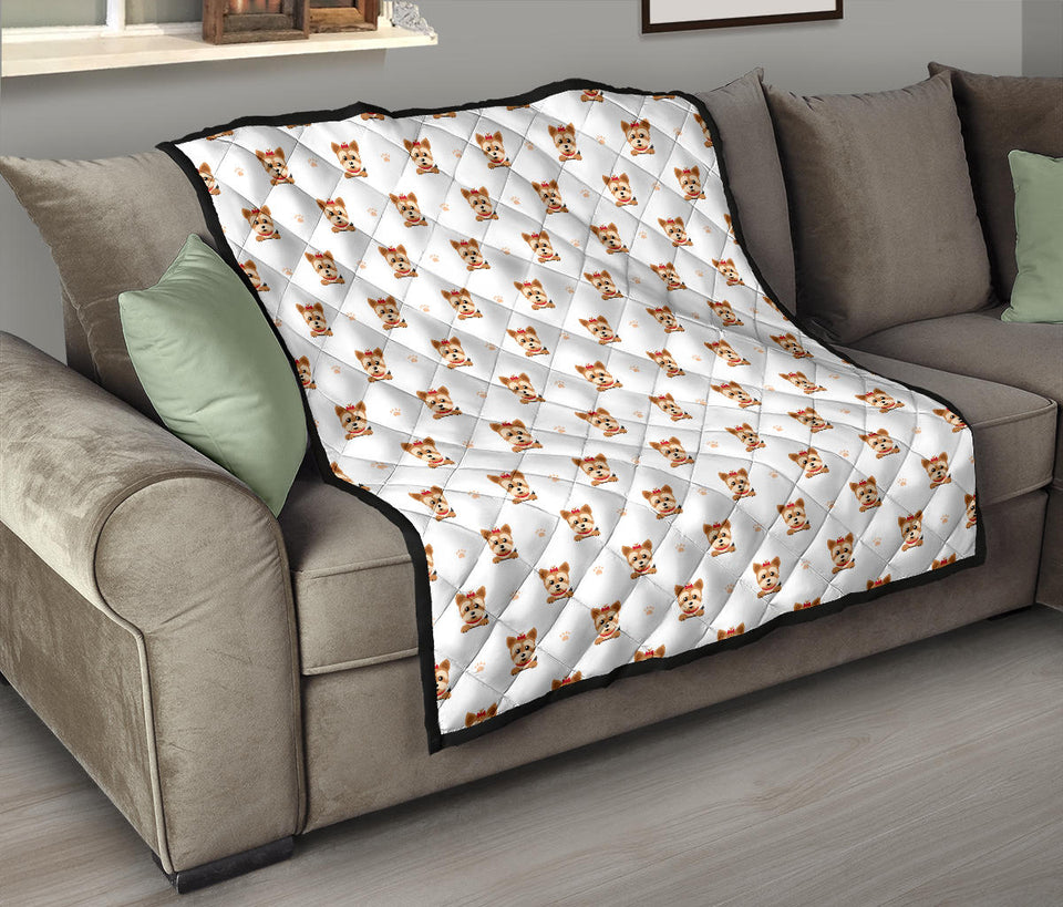 Yorkshire Terrier Pattern Print Design 03 Premium Quilt