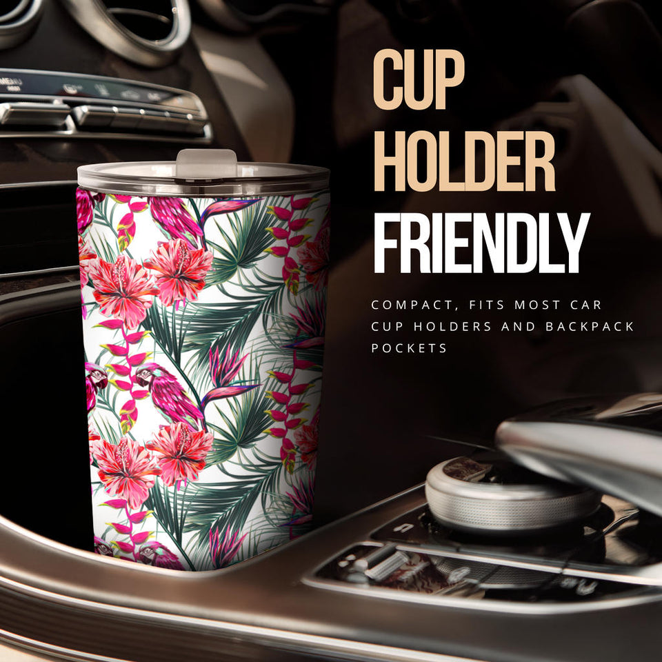 Pink Parrot Heliconia Pattern Tumbler