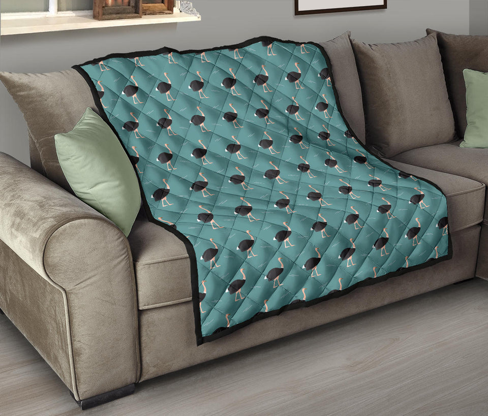 Ostrich Pattern Print Design 01 Premium Quilt