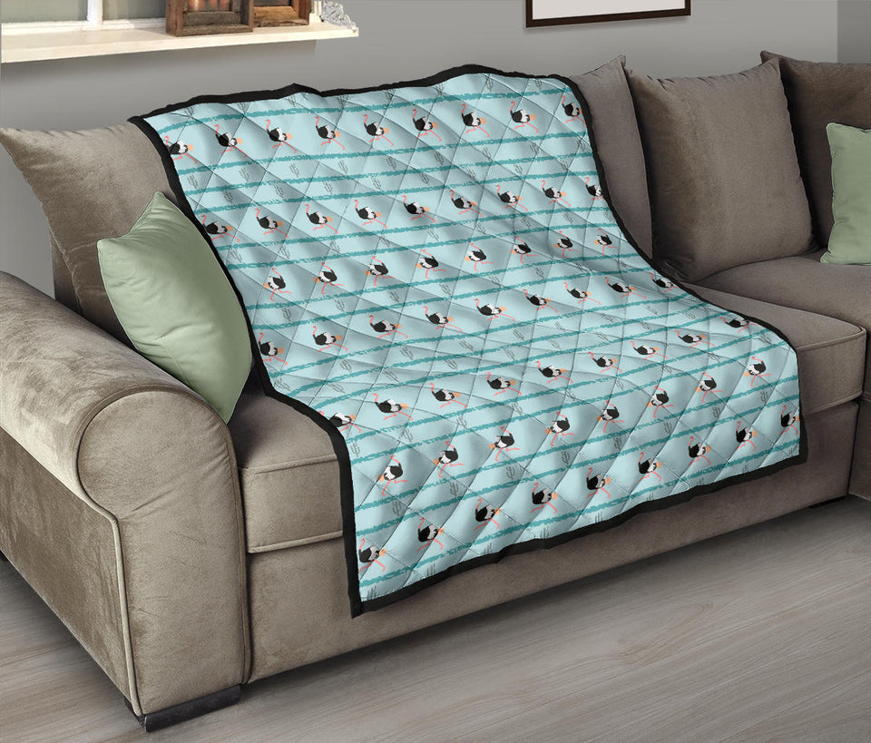 Ostrich Pattern Print Design 04 Premium Quilt