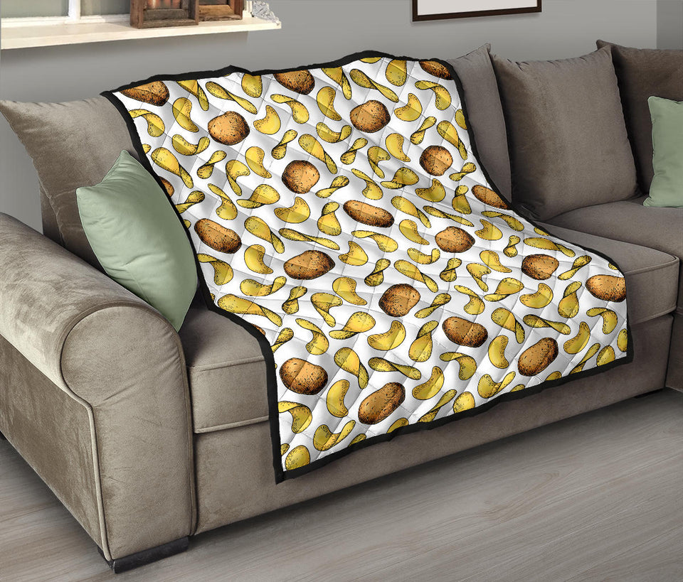 Potato Chips Pattern Print Design 01 Premium Quilt