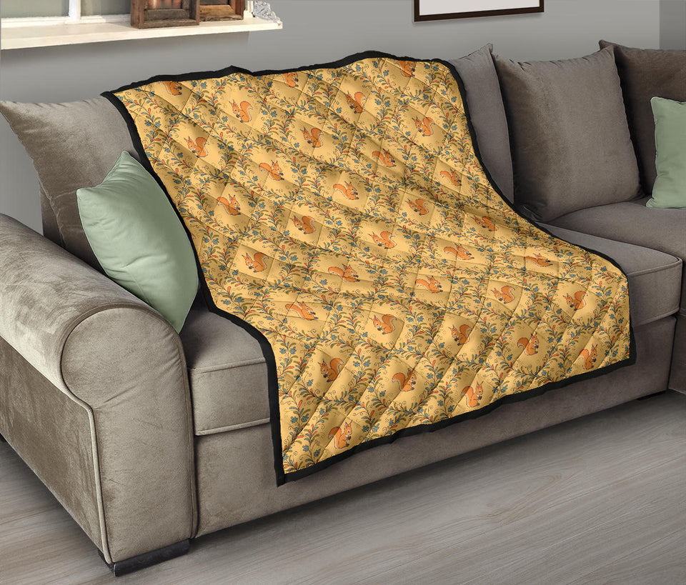 Squirrel Pattern Print Design 01 Premium Quilt