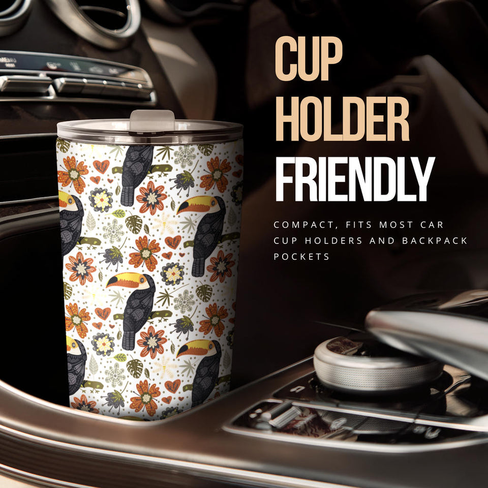 Toucan Flower Pattern Tumbler