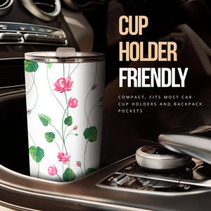 Pink Lotus Waterlily Flower Pattern Tumbler