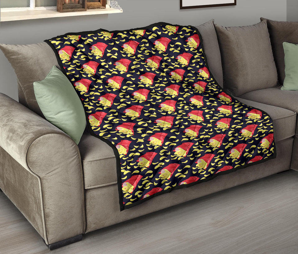 Potato Chips Pattern Print Design 05 Premium Quilt