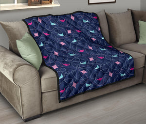 Stingray Pattern Print Design 05 Premium Quilt