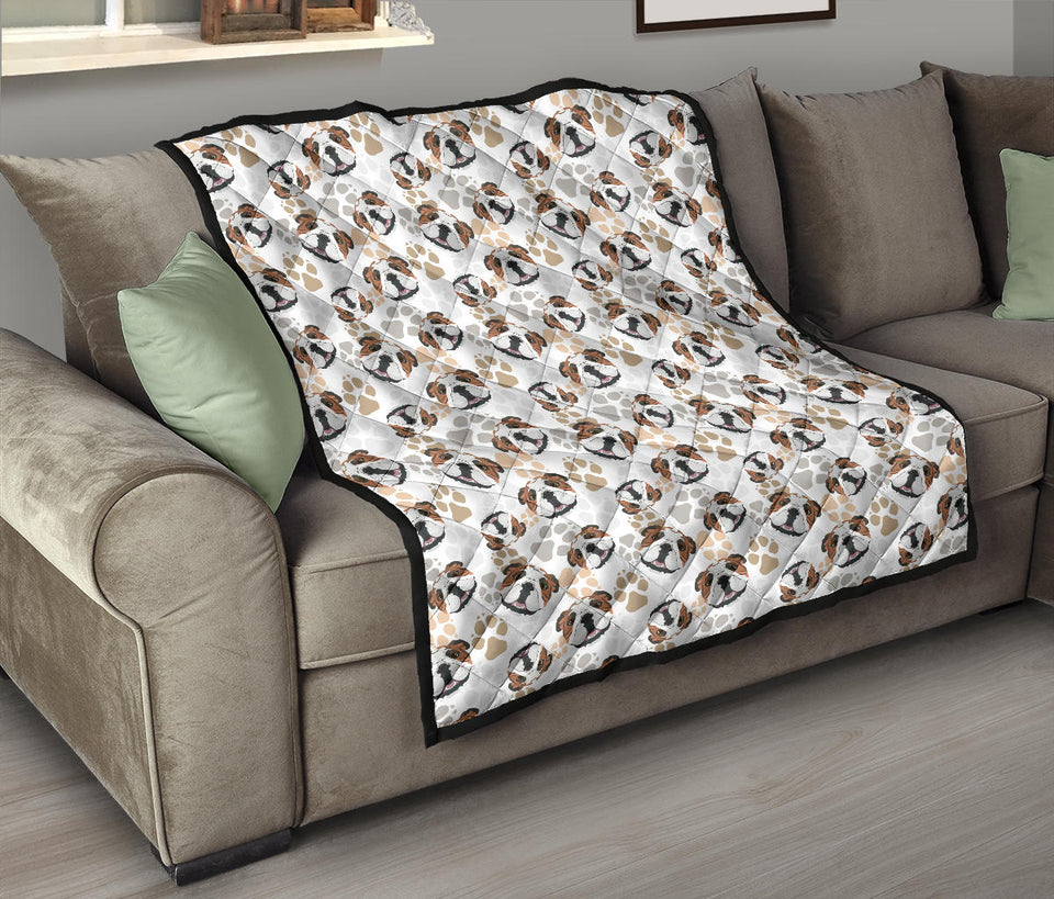 English Bulldog Pattern Print Design 01 Premium Quilt